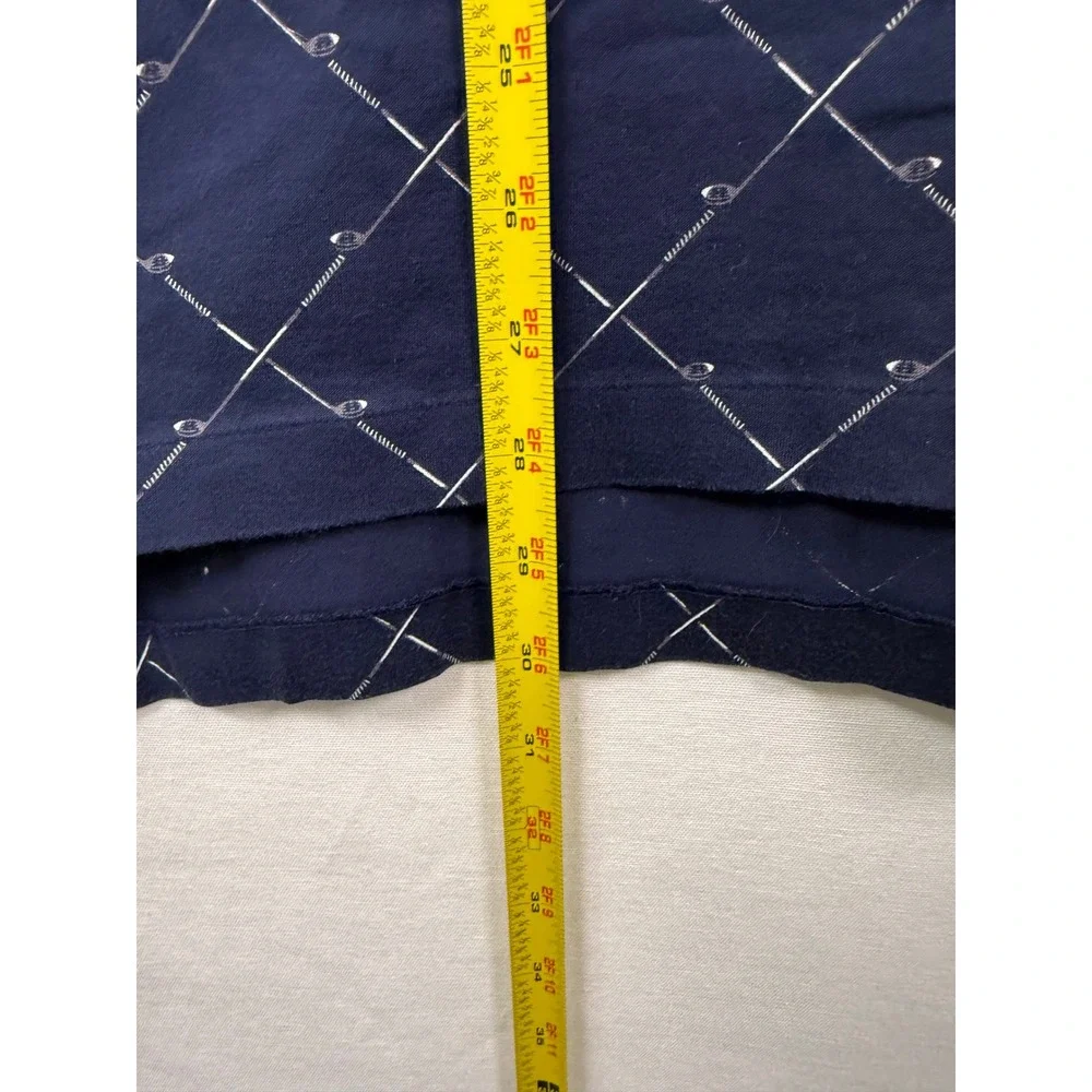 Polo Golf Ralph Lauren Mens Large Navy Blue Golf Club Diamond Print Polo Shirt